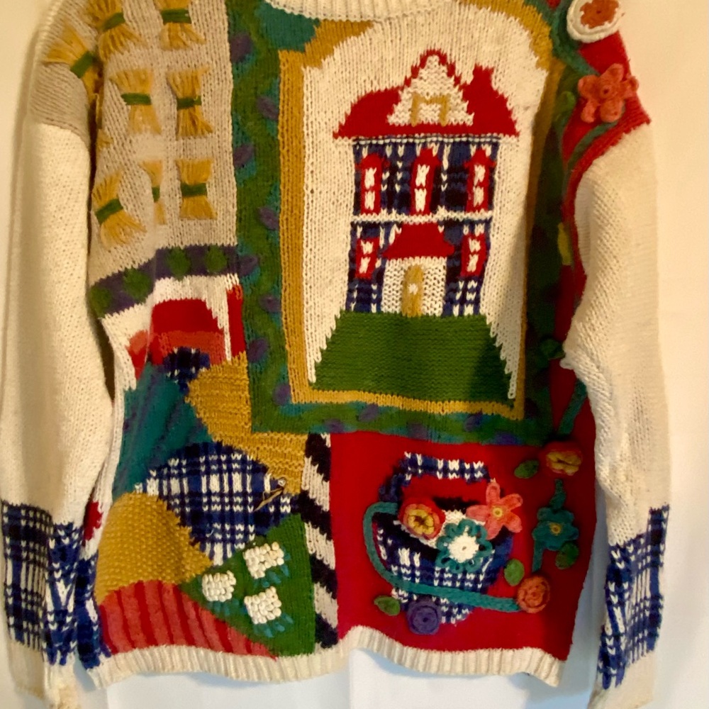 Cullianane Artistic Multicolor Christmas Sweater Cardigan
